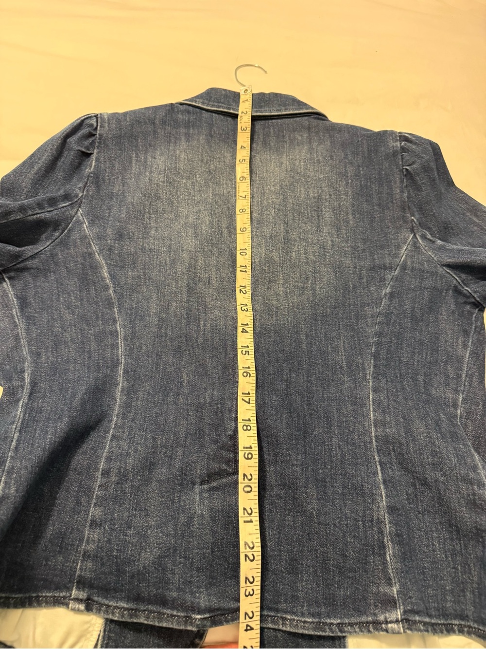 INC International Concepts Medium Blue Denim Blazer with Puff Shoulders - Picture 4 of 8